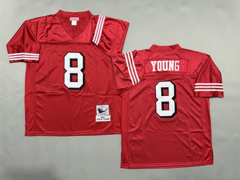 Men 2025 San Francisco 49ers #8 Young red Throwback Limited NFL Jersey style 002